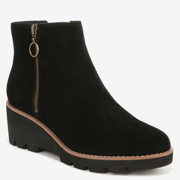Vionic Hazel Black Suede Wedge Boots Size 9 - Picture 1 of 9